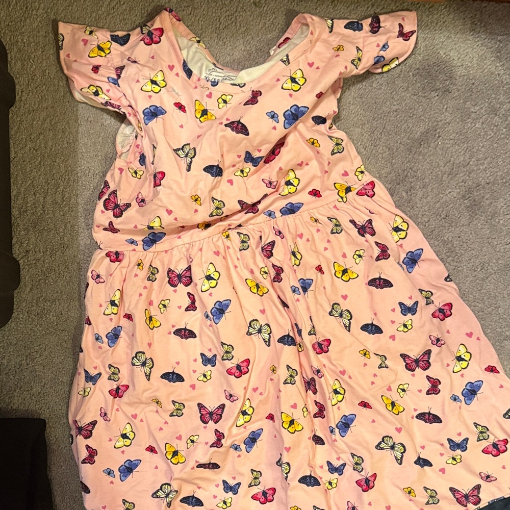 Simply Styled Pink Dress with Colorful Butterflies